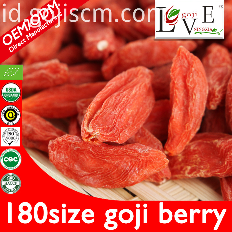 Sebutkan EU Certificate Goji Berry Kering 180size EU Certificate Dried Goji Berry